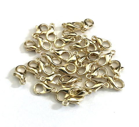 100 pcs 14K Gold Plated Copper Lobster Clasps Claw Jewelry Fastener Hook #68g
