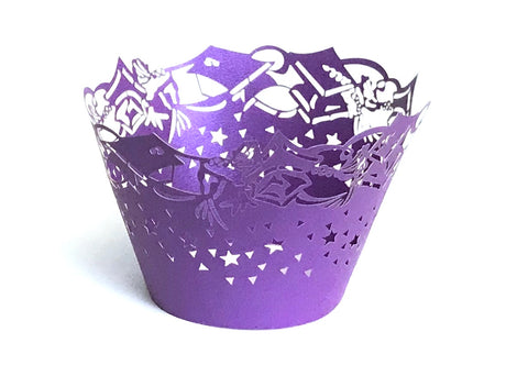 12 pcs Graduation Purple Cupcake Wrappers
