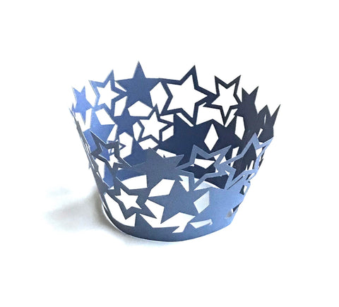 12 pcs Dark Blue Star Cupcake Wrappers