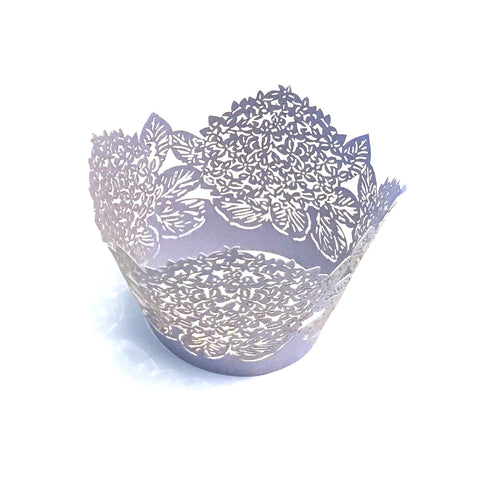 12 pcs Dark Blue Hydrangea Cupcake Wrappers