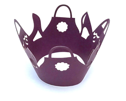 12 pcs Dark Purple High Heels Purse Cupcake Wrappers