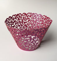 12 pcs Mulberry Purplish Red Classic Lace Cupcake Wrappers