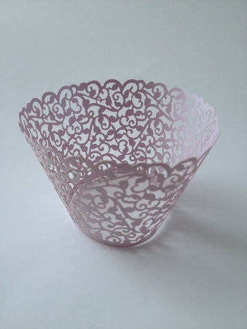 12 pcs (MINI) Small Lavender Classic Lace Cupcake Wrappers