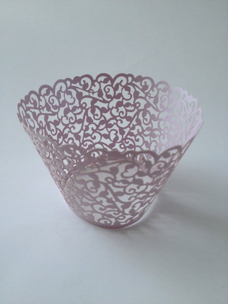 12 pcs Lavender Classic Lace Cupcake Wrappers