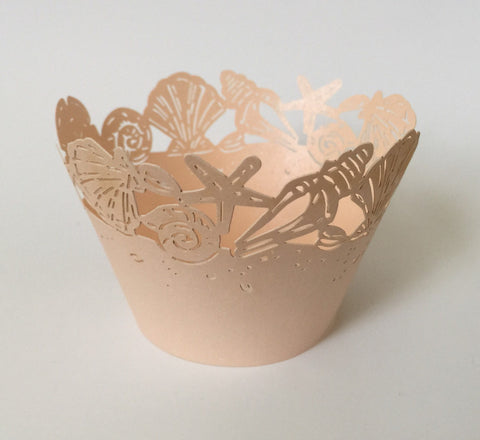 12 pcs Rose Gold Seashells Cupcake Wrappers