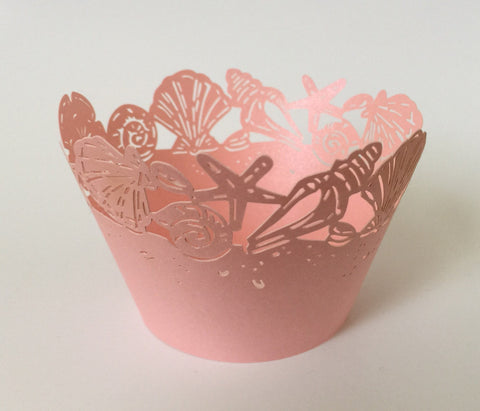 12 pcs Pink Seashells Cupcake Wrappers