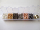 Assorted 1200 pcs Gold Silver Bronze Gunmetal Plated Cut Open Jump Rings 5mm Plastic Case Box Jewelry Making Supplies Crafts tools case