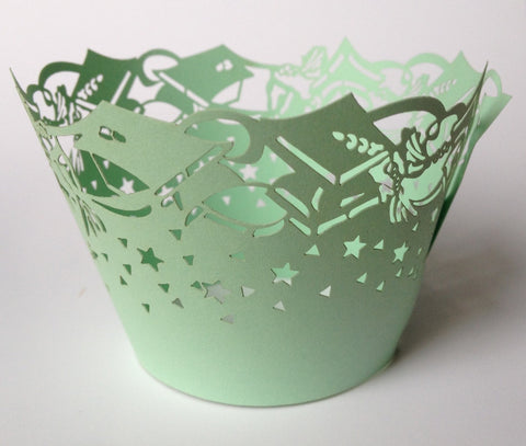 12 pcs Graduation Mint Green Cupcake Wrappers
