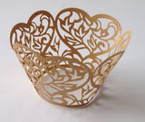 12 pcs Gold Heart Lace Cupcake Wrappers