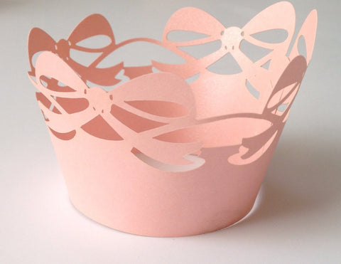 12 pcs Pink Ribbon Cupcake Wrappers