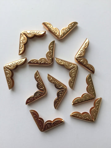 50 pcs Rose Gold Scroll Scrapbooking Albums Corner Protectors Card File Menu Metal Book Cardmaking Supplies Tools