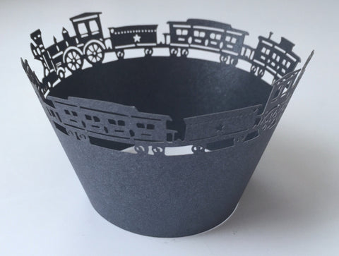 12 pcs Black Train Lace Cupcake Wrappers