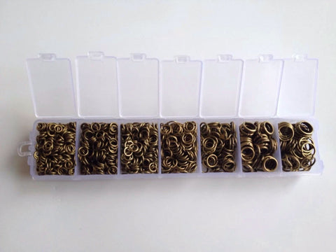 Assorted Sizes 1500 pcs Mixed Antique Bronze Open Jump Rings 4mm 5mm 6mm 7mm 8mm 9mm Plastic Case Box Jewelry Making Supplies Tools