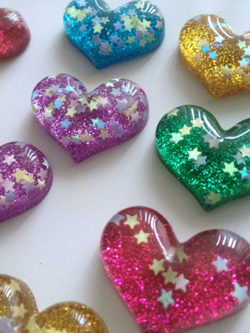 10 pcs Heart Colorful Flatback Dome Seals