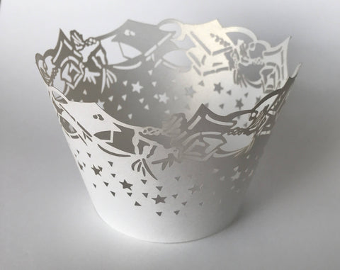 12 pcs Graduation White Cupcake Wrappers