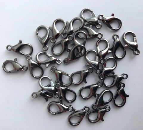 New! 100 pcs Gunmetal Lobster Clasps Claw Jewelry Fastener Hook 13G Clasp Closure Supplies Tools Craft Making Hardware Bracelet