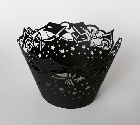 12 pcs Graduation Black Cupcake Wrappers