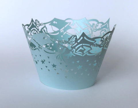 12 pcs Graduation Light Blue Cupcake Wrappers