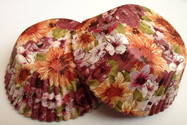 50 pcs Fall Floral Cupcake Liners