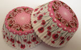 50 pcs Country Rose Floral Cupcake Liners
