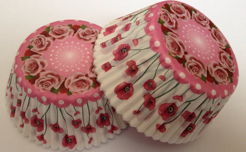 50 pcs Country Rose Floral Cupcake Liners