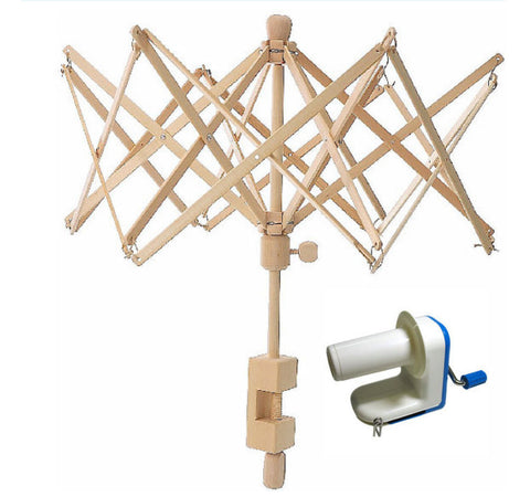 NEW Swift Yarn Winder Umbrella Birch Wood and Yarn Ball Winder Combo Package Yarn Swift Inline Ball Winder