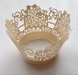 12 pcs Ivory Rose Lace Box Cupcake Wrappers