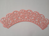 12 pcs Pink Heart Lace Cupcake Wrappers