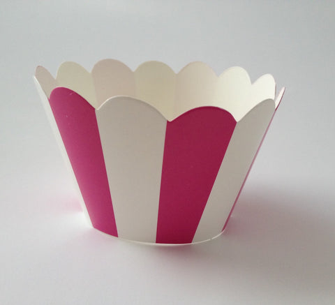 12 pcs Pretty Stripe Pink Cupcake Wrappers