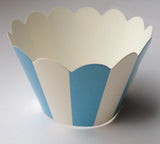 12 pcs Pretty Baby Blue Stripes Cupcake Wrappers