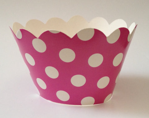 12 pcs Pretty Polka Dot Dark Pink Fushia Wrappers