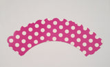 12 pcs Pretty Polka Dot Dark Pink Fushia Wrappers