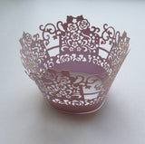 12 pcs Lavender Lace Rose Box Cupcake Wrappers
