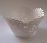 12 pcs MINI (Small) Pearlized White Rose Cupcake Wrappers