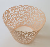 12 pcs MINI (Small) Rose Gold Filigree Lace Cupcake Wrappers