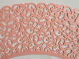 12 pcs MINI (Small) Pink Filigree Lace Cupcake Wrappers
