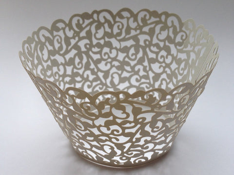 12 pcs MINI (Small) Silver Grey Filigree Lace Cupcake Wrappers