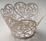 12 pcs White Lace Heart Cupcake Wrappers