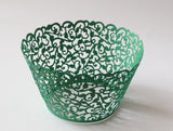 12 pcs Green Classic Filigree Lace Cupcake Wrappers