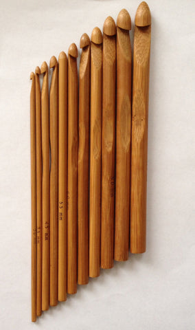 Brand New! 12 pcs Set Bamboo Carbonized Crochet Hooks Sizes 3.0mm to 10mm Brown Finish Weave Knitting Crochet