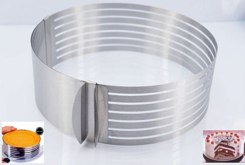 6" to 8" Adjustable Cake Ring Round Stainless Steel Bakeware Tool Mousse Mold Layer Slicer Cutter Decorating baking