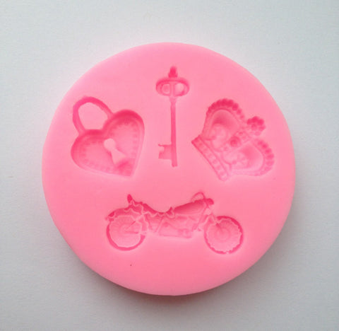 Crown Motorcycle Key Heart Prince Soft Silicone Mold-Unbranded