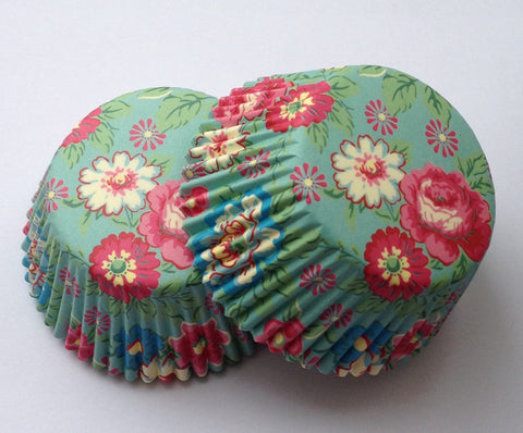 50 count Green Flowers Floral Liners