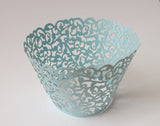 12 pcs Light Blue Classic Lace Cupcake Wrappers