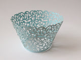 12 pcs Light Blue Classic Lace Cupcake Wrappers