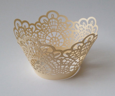 12 pcs Ivory Crochet Lace Cupcake Wrappers