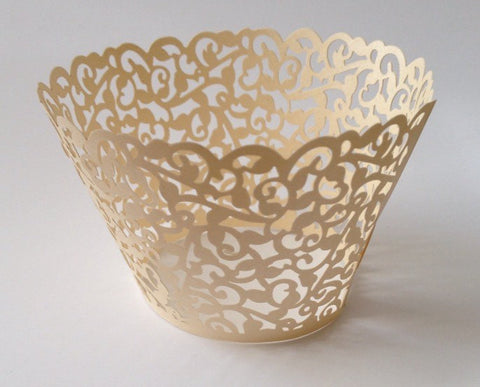 12 pcs Ivory Classic Lace Cupcake Wrappers