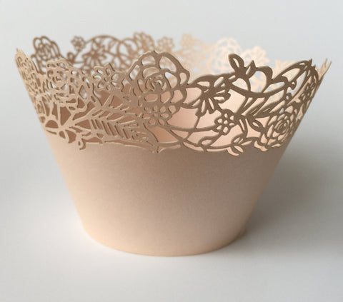 12 pcs Rose Gold Rose Petite Fleurs (Small Rose Flowers) Cupcake Wrappers