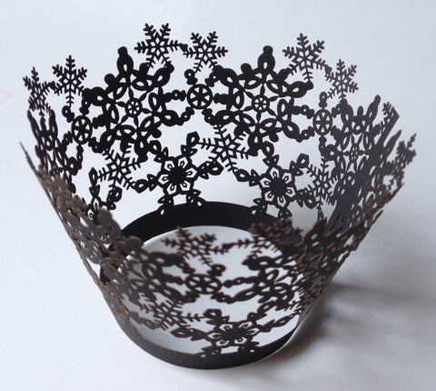 12 pcs Black Snowflakes Cupcake Wrappers