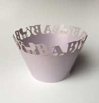 12 pcs Lavender Baby Carriage Cupcake Wrappers